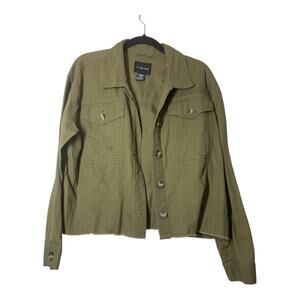 Timing Cotton Blazer Jacket Olive Green Womens Lightweight Sz Medium